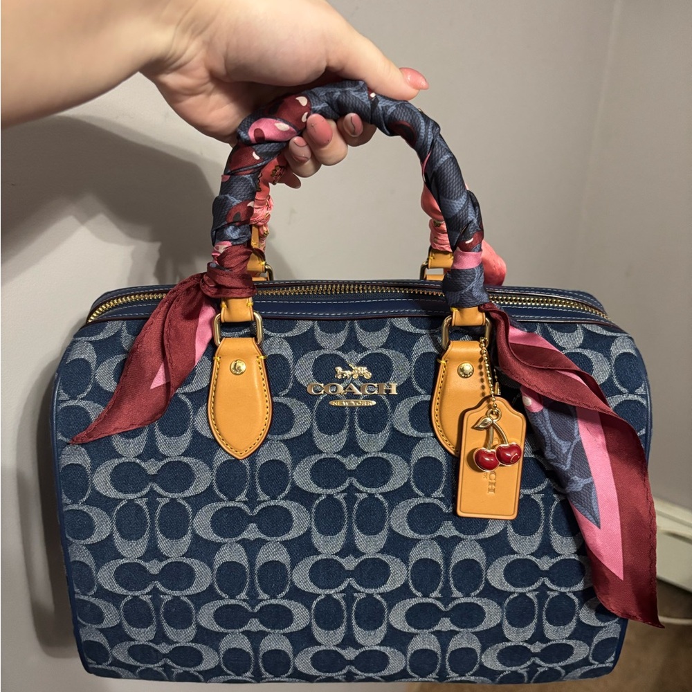 Coach Rowan Large Satchel bag in Signature Denim Canvas